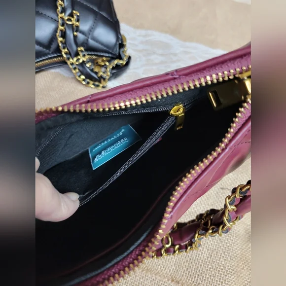 Urban expressions quilted shoulder bag gold tone metal-wine - Picture 11 of 12